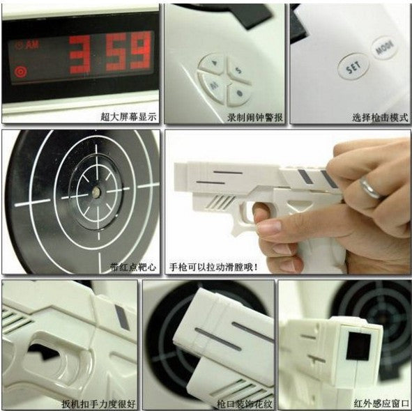 Laser Target Desk Shooting Gun Alarm Clock